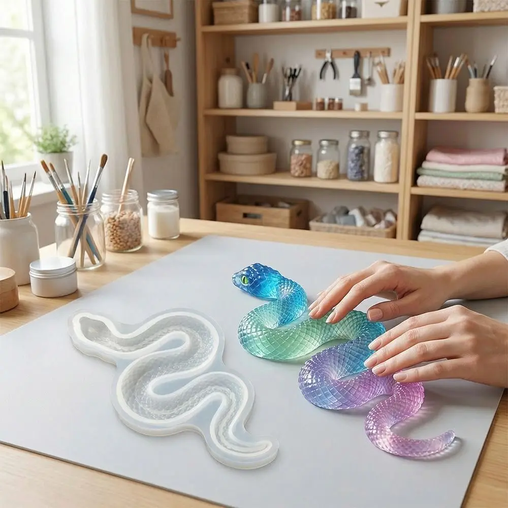 

Силиконовая форма в виде змеи, большая термостойкая 3D-форма для кобр, многоразовая силиконовая форма для гончарных изделий в виде змейки