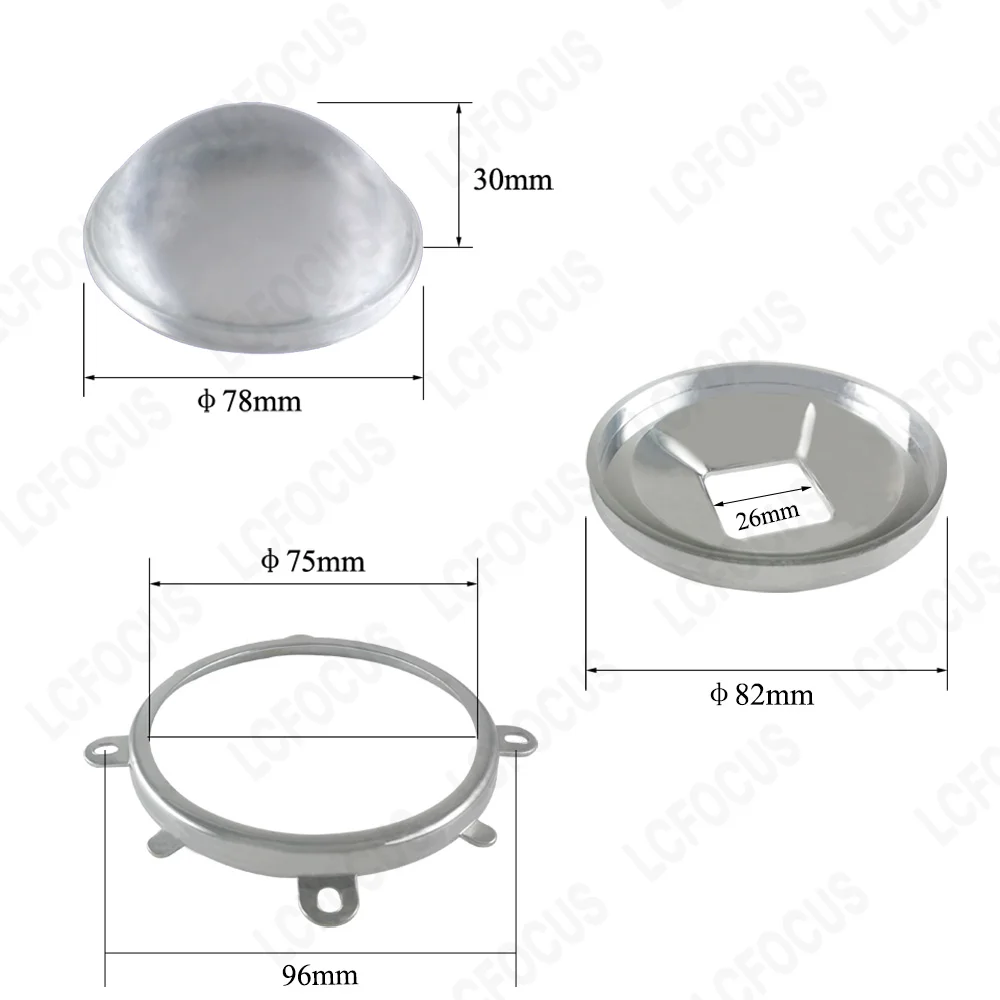 78mm LED Optical Lens 30 45 60 90 120 Degrees + Reflector Collimator + Fixed Bracket For 20W 30W 50W 100W High Power COB Chips