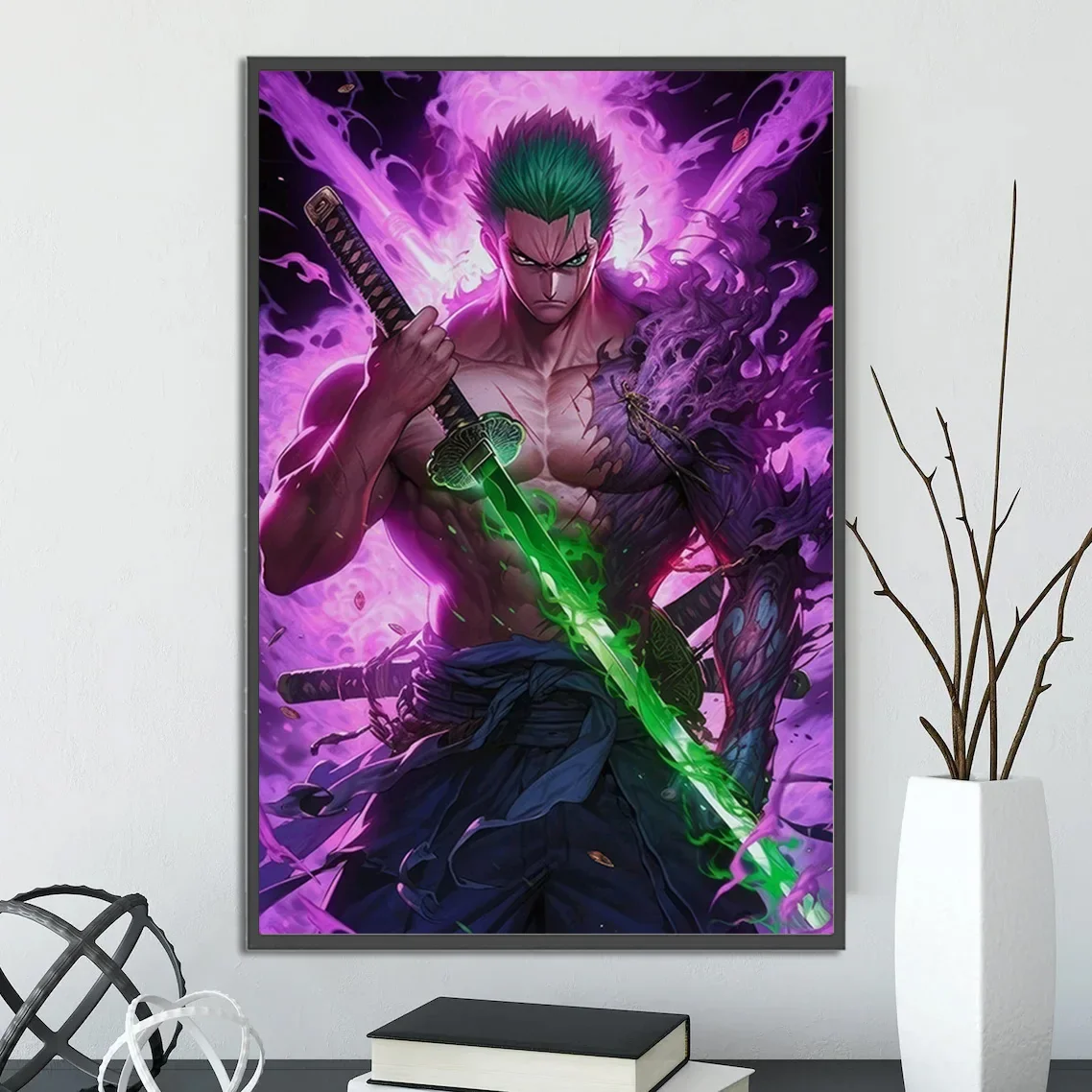 One Piece Zoro Luffy Self-adhesive Poster Wallpapr Cartoon Home Decor Print Painting Anime Wall Art Picture Classic Hot Blooded