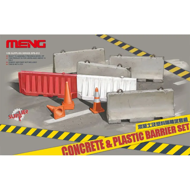 Meng Model SPS-012 1/35 Concrete & Plastic Barrier Set - Scale Model Kit