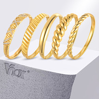 Vnox Stainless Steel Bangles For Women,Simple Atmospheric Round Smooth Twists/Cross/Twill Open Bangle,Fashion Jewelry Party