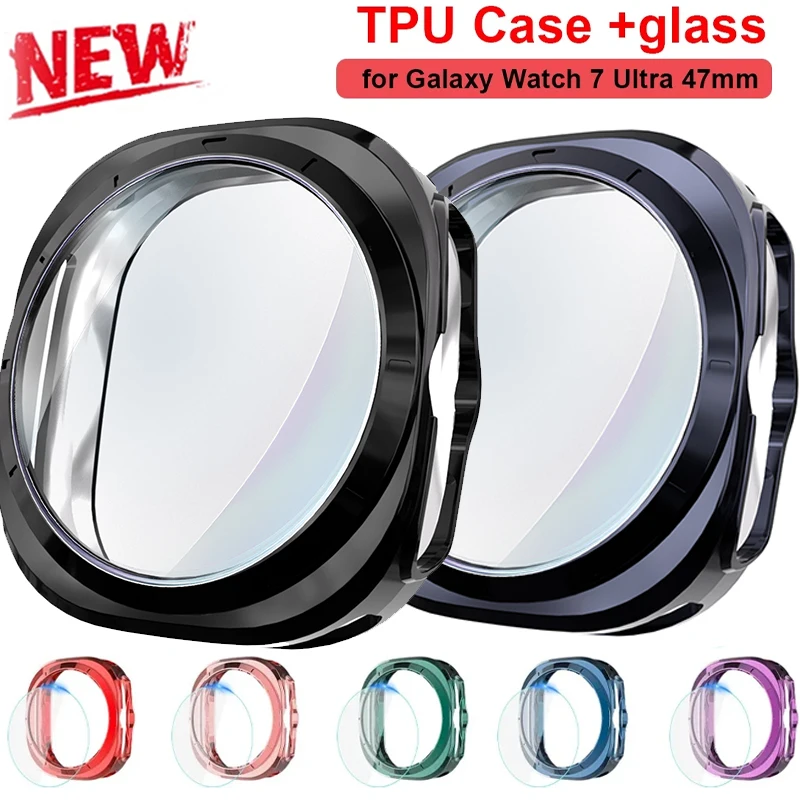

Стекло + чехол для Samsung Galaxy Watch 7 Ultra 47 мм, мягкий чехол из ТПУ, защитная пленка для экрана Galaxy Watch 7 Ultra, аксессуары