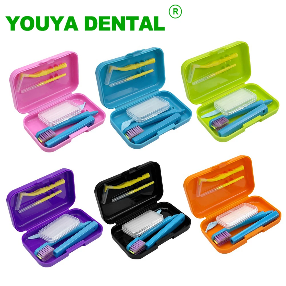 

Orthodontic Oral Cleaning Kit Travel Toothbrush Case Foldable Toothbrush Interdental Brush Orthodontic Wax Teeth Whitening Tools