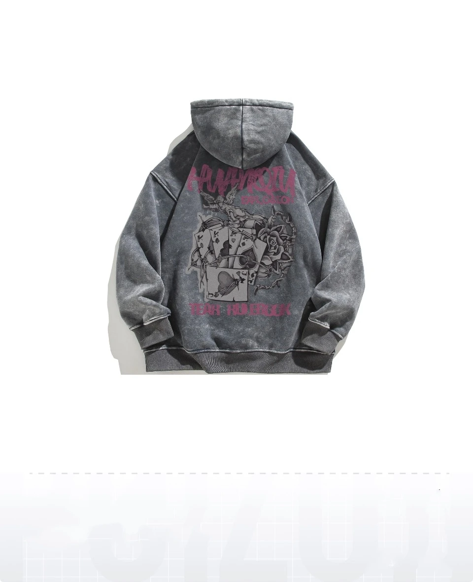 

Global American Vintage Old Briers Ace Poker Alphabet Printing Men's Hoodie Long Sleeve Tops Casual Oversized Men's Clothing