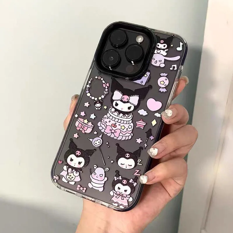 Sanurgente Kuromi Cartoon Coque de téléphone transparente pour fille, jolie coque souple, iPhone 15, 14, 13, 12, 11 Pro Max, Xr, Xs Max, 7, 8 Plus, Y2k