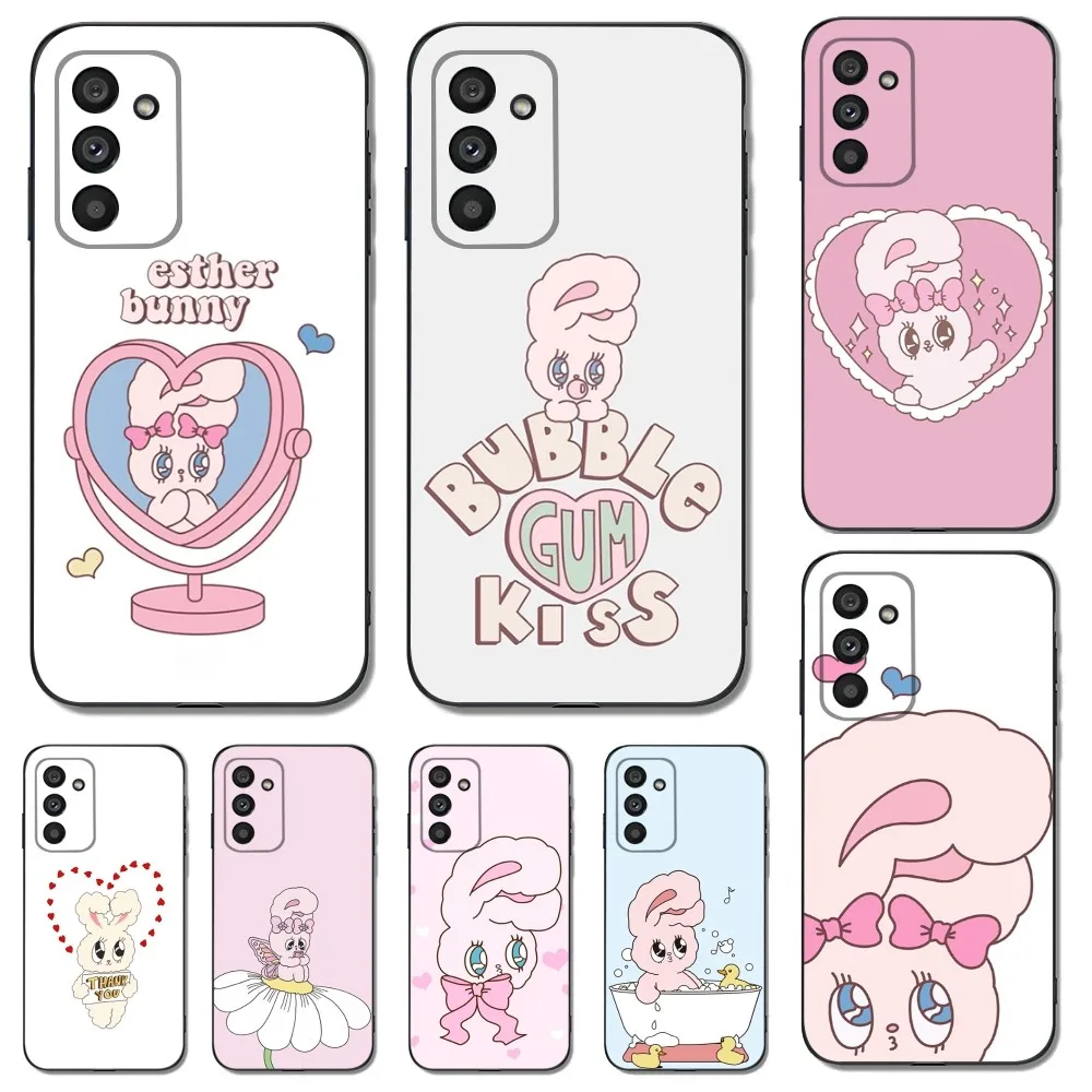 Cute E-Esther B-Bunny Phone Case for SamsungS24,S23,S22,S21,S20 Ultra Pro S10,S30Plus,20 Ultra Black Cover