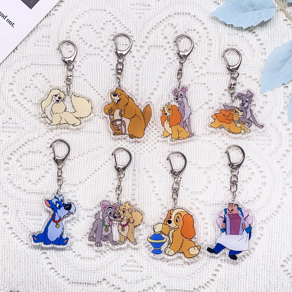 1/11 Piezas Llavero de acrílico de Disney La Dama y el Vagabundo, Colgantes para bolso, Bonito colgante para mochila, Decoración, Regalos para amigos