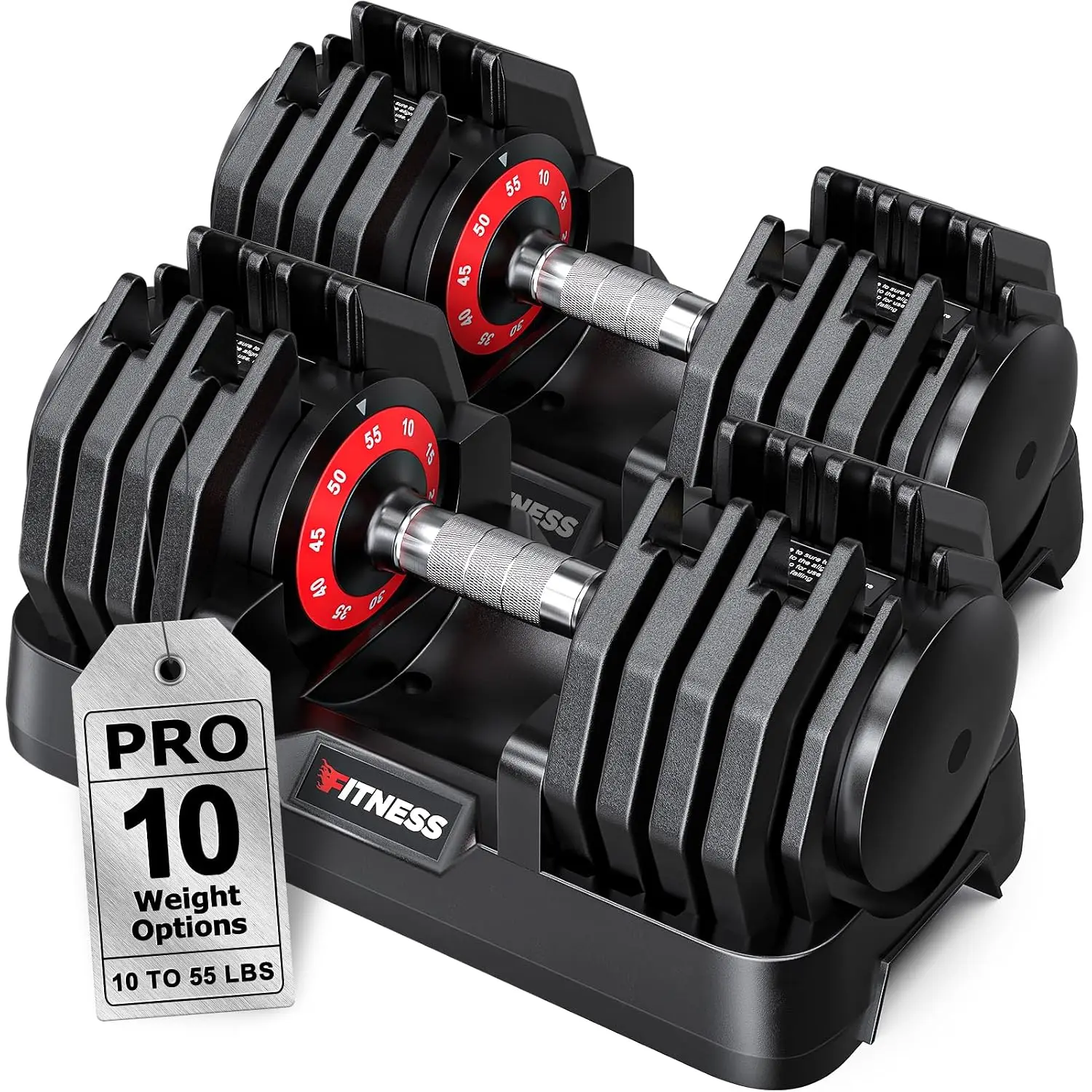 Adjustable Dumbbell 25/55/80LB Pair, 10/16 Weights, Quick Adjust, Knurled Grip, Dual-Lock Safety, Home Gym, Customized
