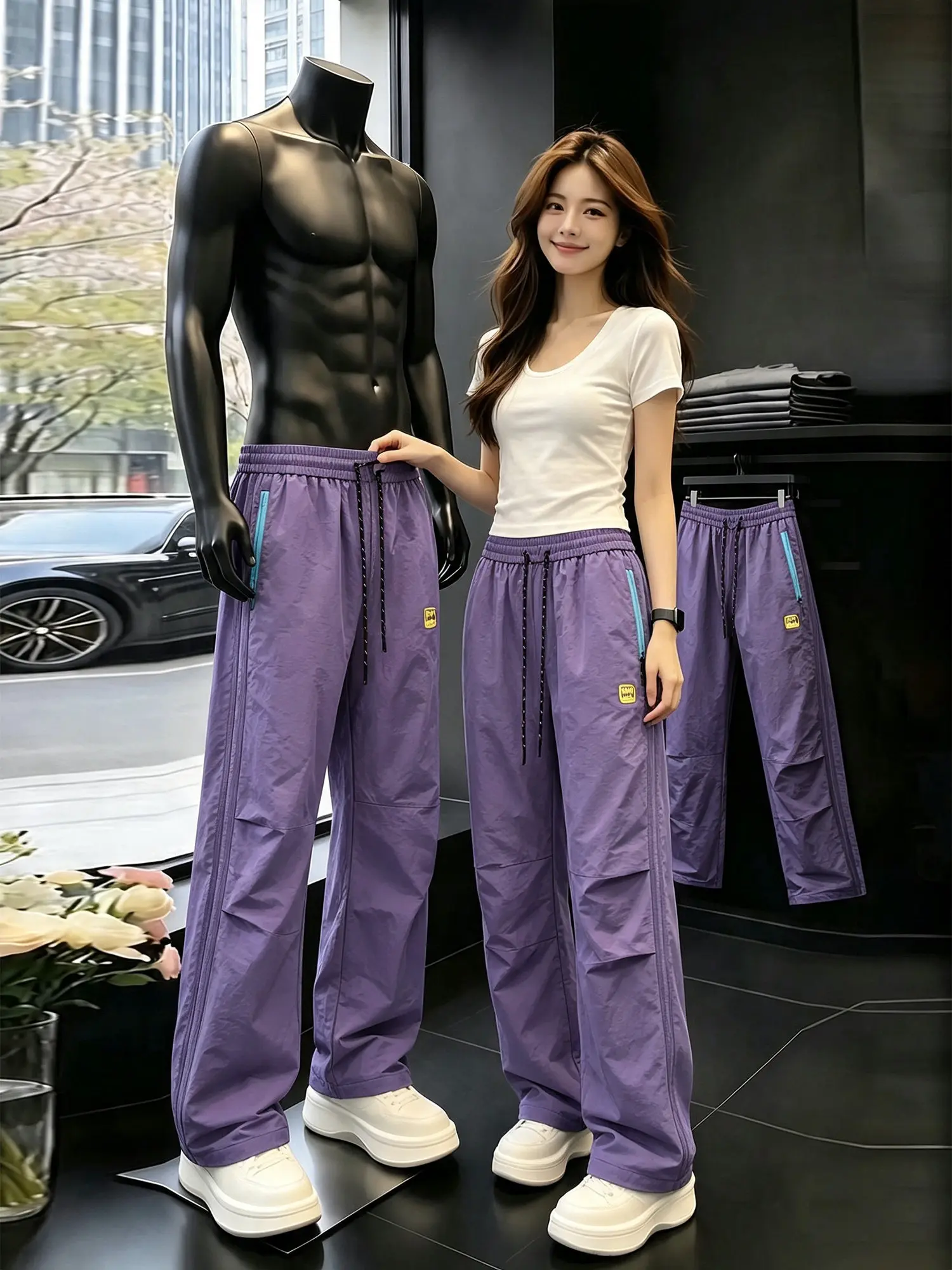 Quick Dry Outdoor Hiking Pants Men Women Casual Style Urban Outdoors Straight Leg Elastic Waist Trousers for Climbing And Tre...