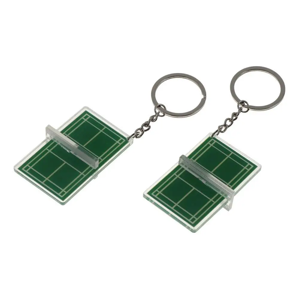 Acrylic Badminton Acrylic Keychain Three-dimensional Mini Badminton Playground Keyring Tennis Court Two-sided