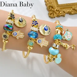 Turkish Blue Evil Eye Charm Bracelet for Girls Stainless Steel Cable Wire Bangle DIY Jewelry Fashion Gift Y2K Trendy Accessories