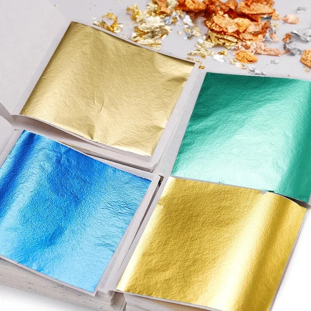 100sheets Imitation Gold Foil Paper Leaf Gilding DIY Epoxy Resin Silicone Mold Jewelry Making Filling Decorate Resin Crafts Tool