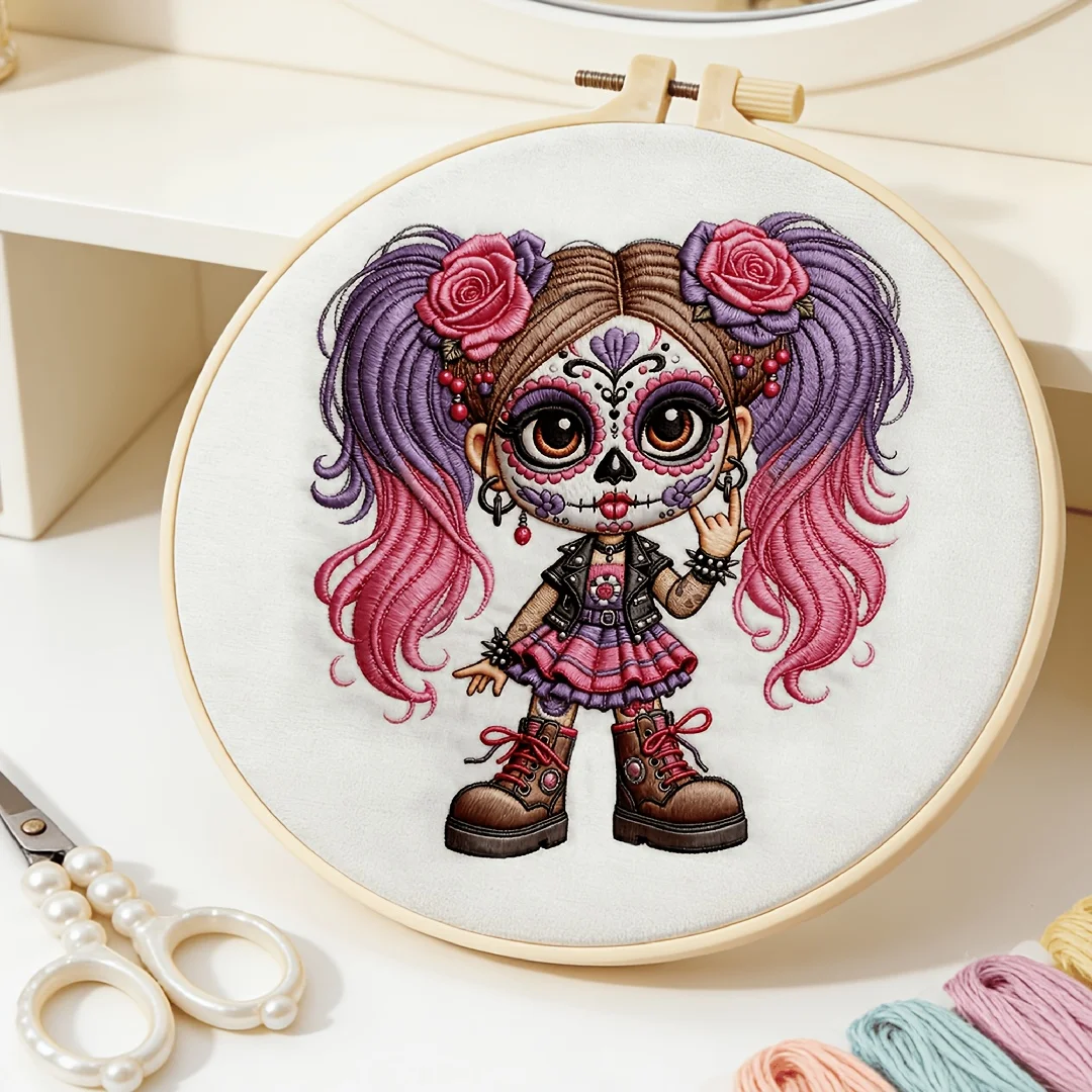 Beginner Friendly DIY Hand Embroidery Set Printed Pattern Fabric Thread Hoop Handcraft Project Kit For Adults Home Ornament
