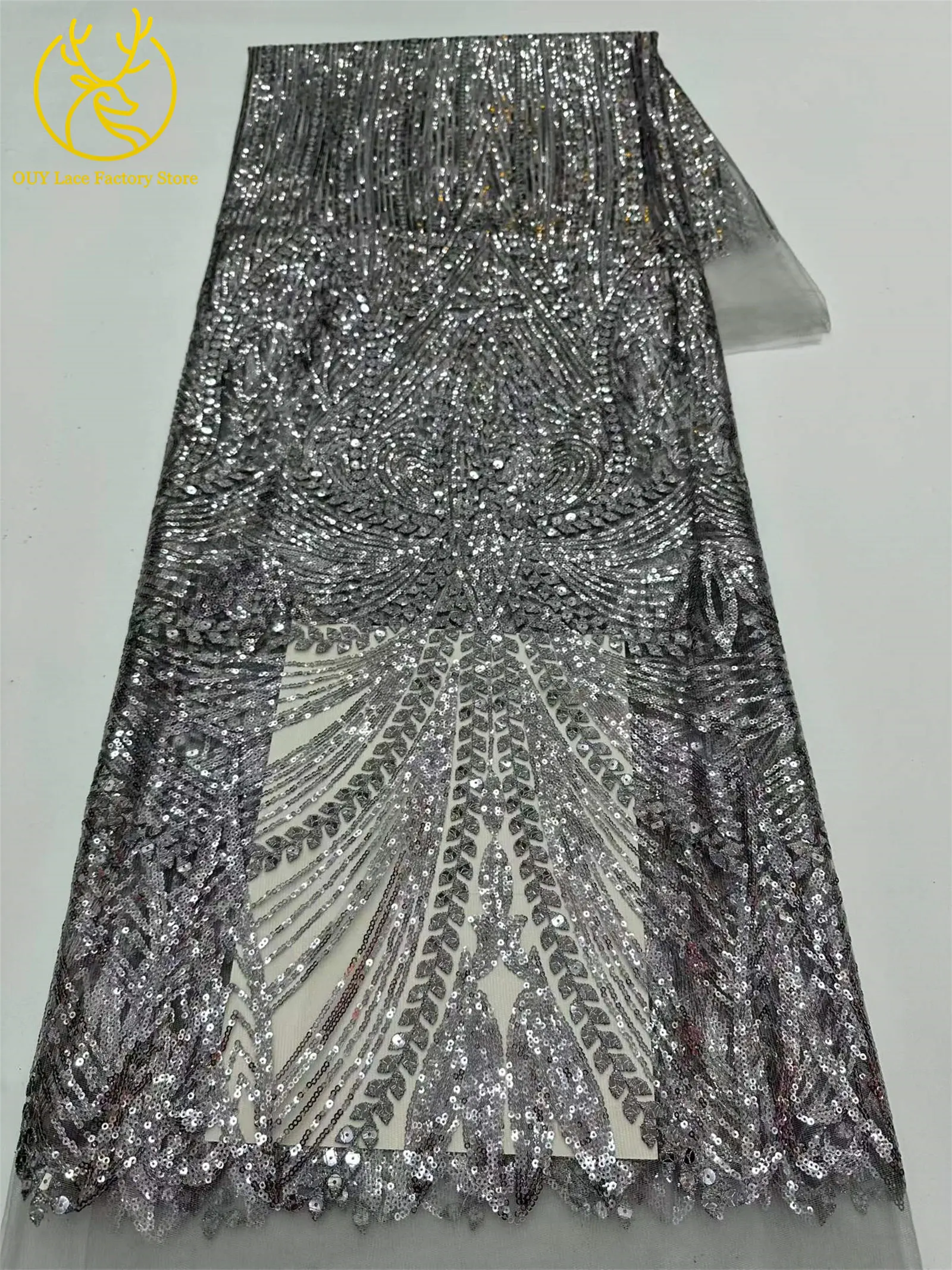 5 Yards Afrikanischer Spitzenstoff 2026 Hochwertige Französische Pailletten Perlenbesetzter Tüll Hochwertiges Nigerianisches Partykleid für Damen Hochzeitskleid – Detail 30