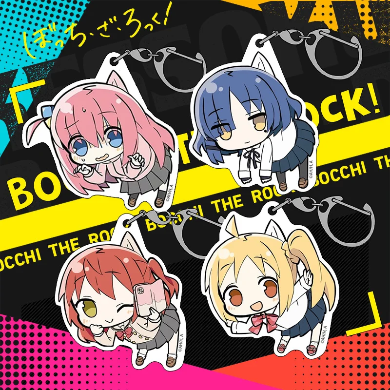 Anime BOCCHI THE ROCK Cute Acrylic Double-Sided Design Keychain Hitori Ikuyo Nijika Ryo Little Pendant Charms Cosplay Otaku Item