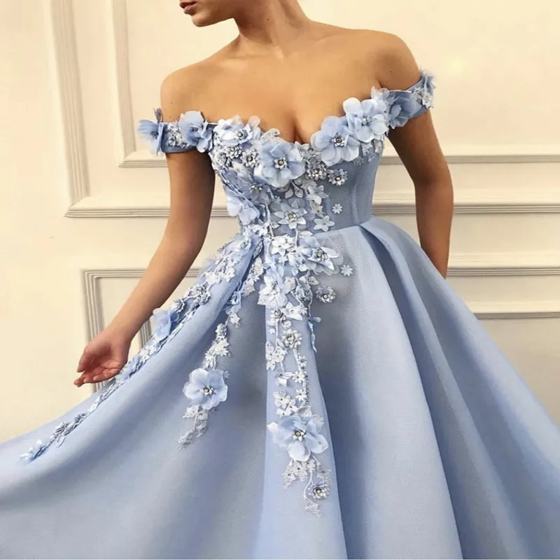 

Sexy Luxury One Shoulder 2023 Blue Satin Long Prom Dress Elegant Ladies Sleeveless Appliques Formal Seaside Party Robes Floor