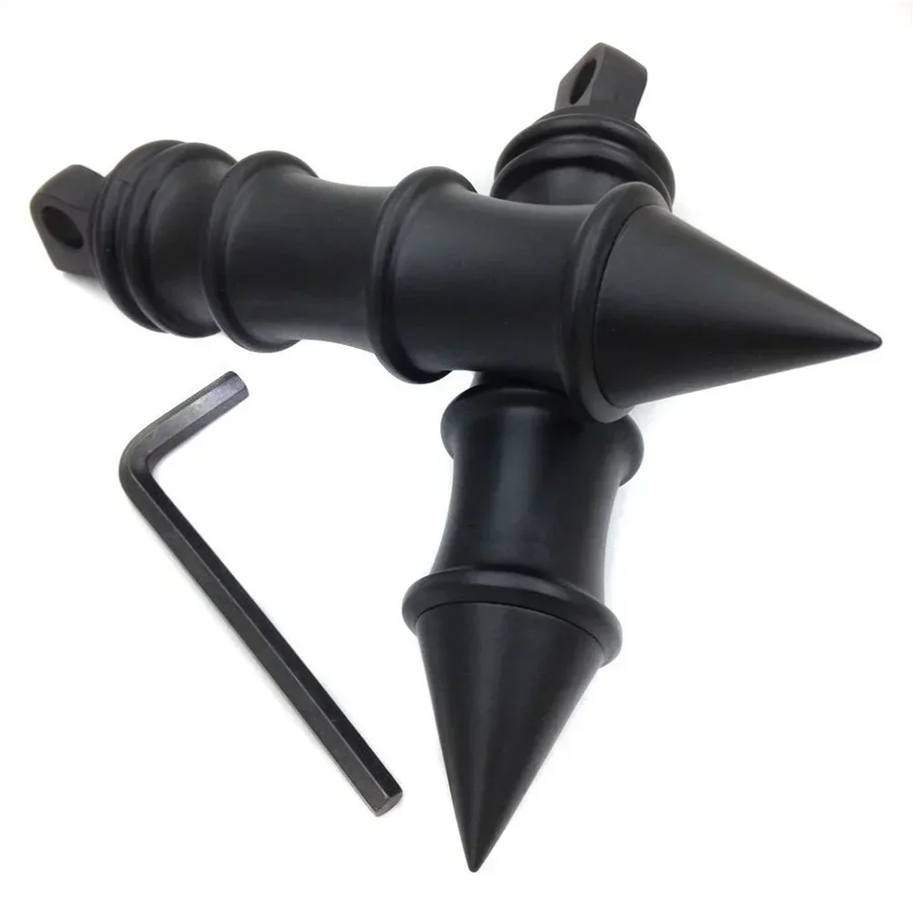 

Spike Passenger Rear Foot Pegs for Harley Davidson 1980-Later Touring Electra Glide Dyna Male Mount-style Aftermarket BLACK
