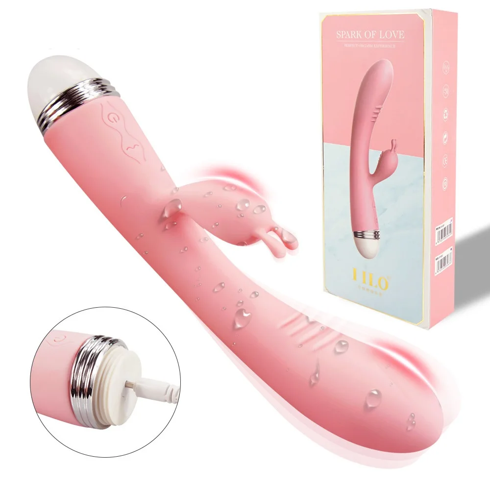 Vibrator G Spot kelinci stimulasi ganda, Dildo Vibrator untuk wanita Stimulator klitoris, mainan seks untuk wanita produk seks dewasa