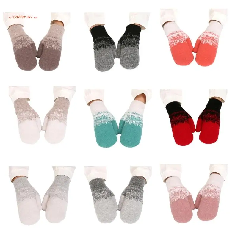 Stylish Thicken Gloves Unisex Teens Warm Gloves Snowflake Gloves for Winter