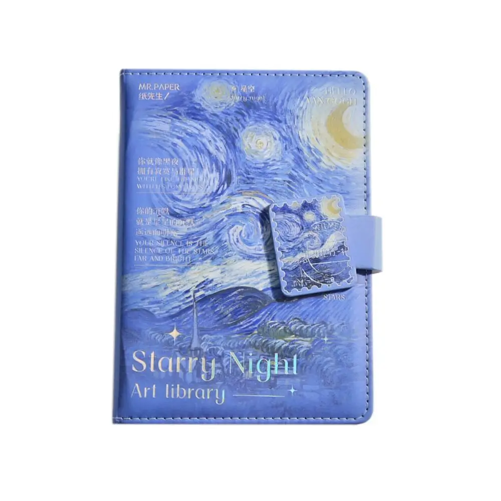 Aesthetic Student Diary Notepad Beautiful Classic Design Illustration Notepad Magnetic Buckle Art Oil Painting