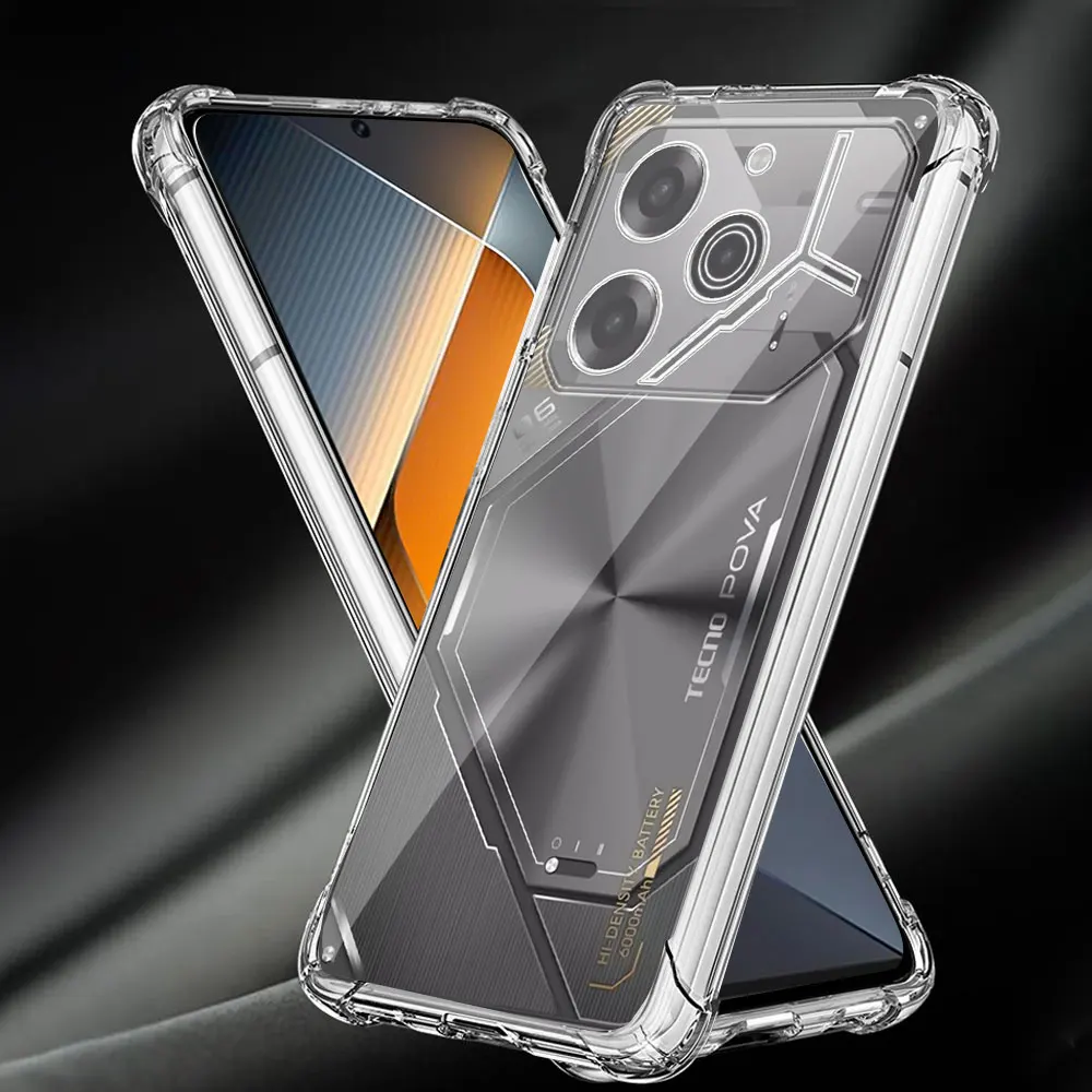 Shockproof Airbag TPU Case Tecno Pova 6 Pro 5G LI9 Coque Clear Soft Silicone Phone Case for Tecno Pova 6 5G Protect Cover Funda image 3