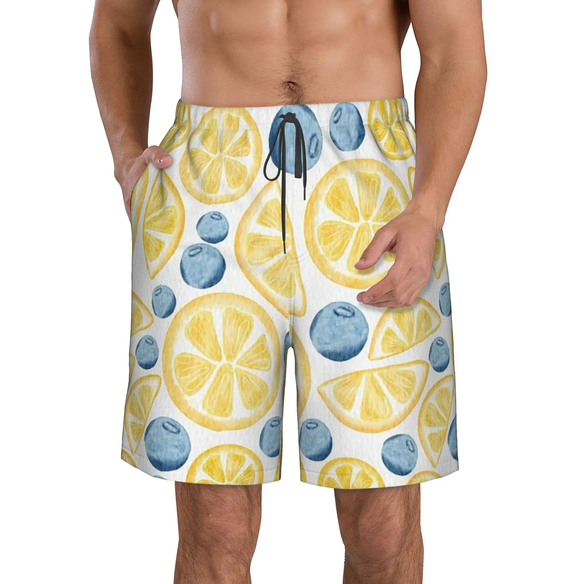 Cartoon Fruits Slice Pattern Trunks Beach Board Shorts Casual Quick Dry Swimming Summer Men Pants