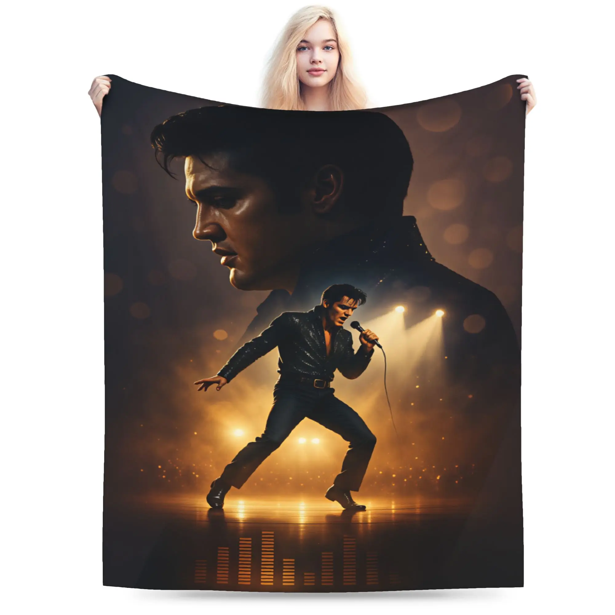 Warm Comfy Blanket Plane Travel E-Elviss Singer Throw Blanket Novelty  Bedspread For Bedroom
