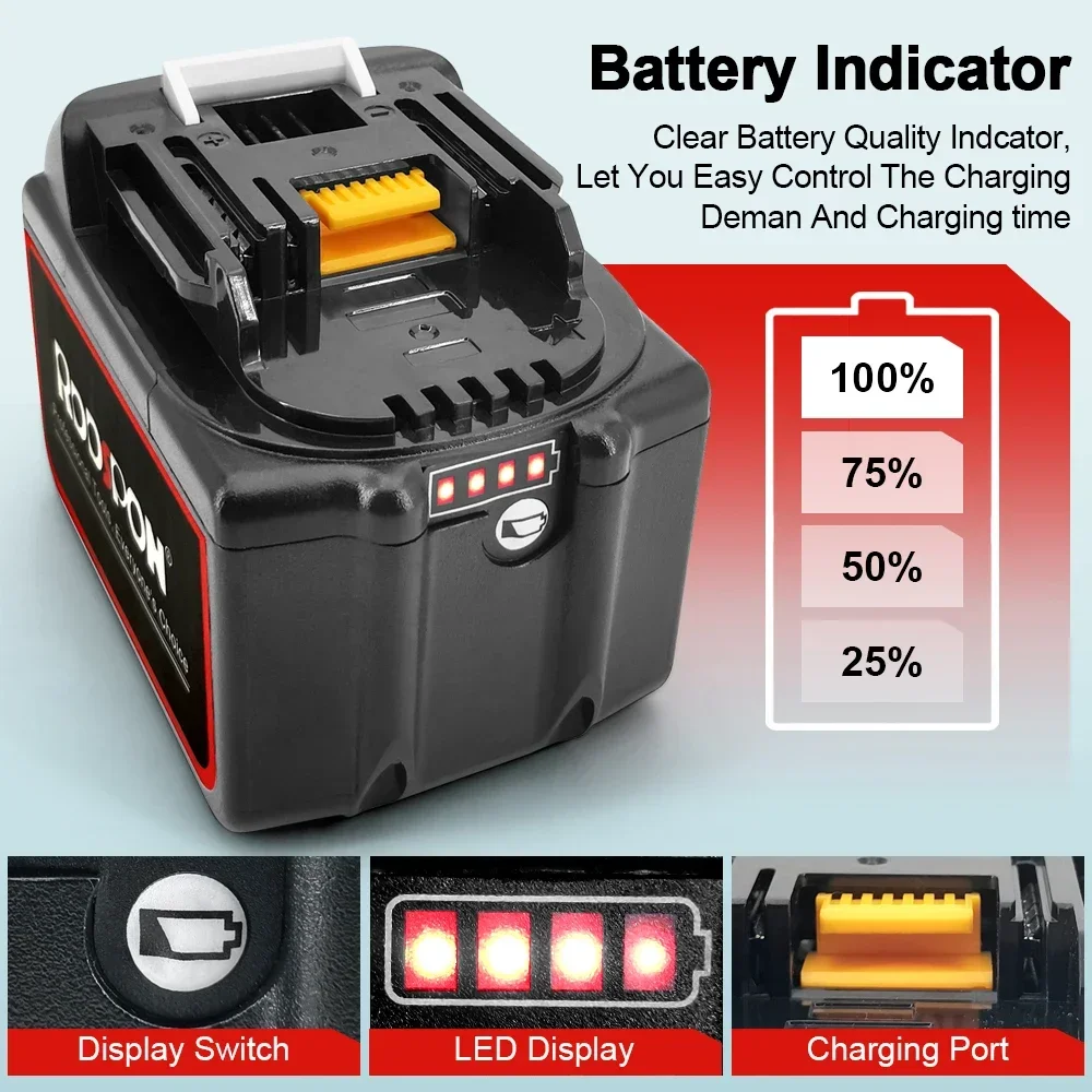 18V 2/4/6.0Ah lithium battery rechargeable battery with digital display for Makita angle grinder cordless brushless power tools