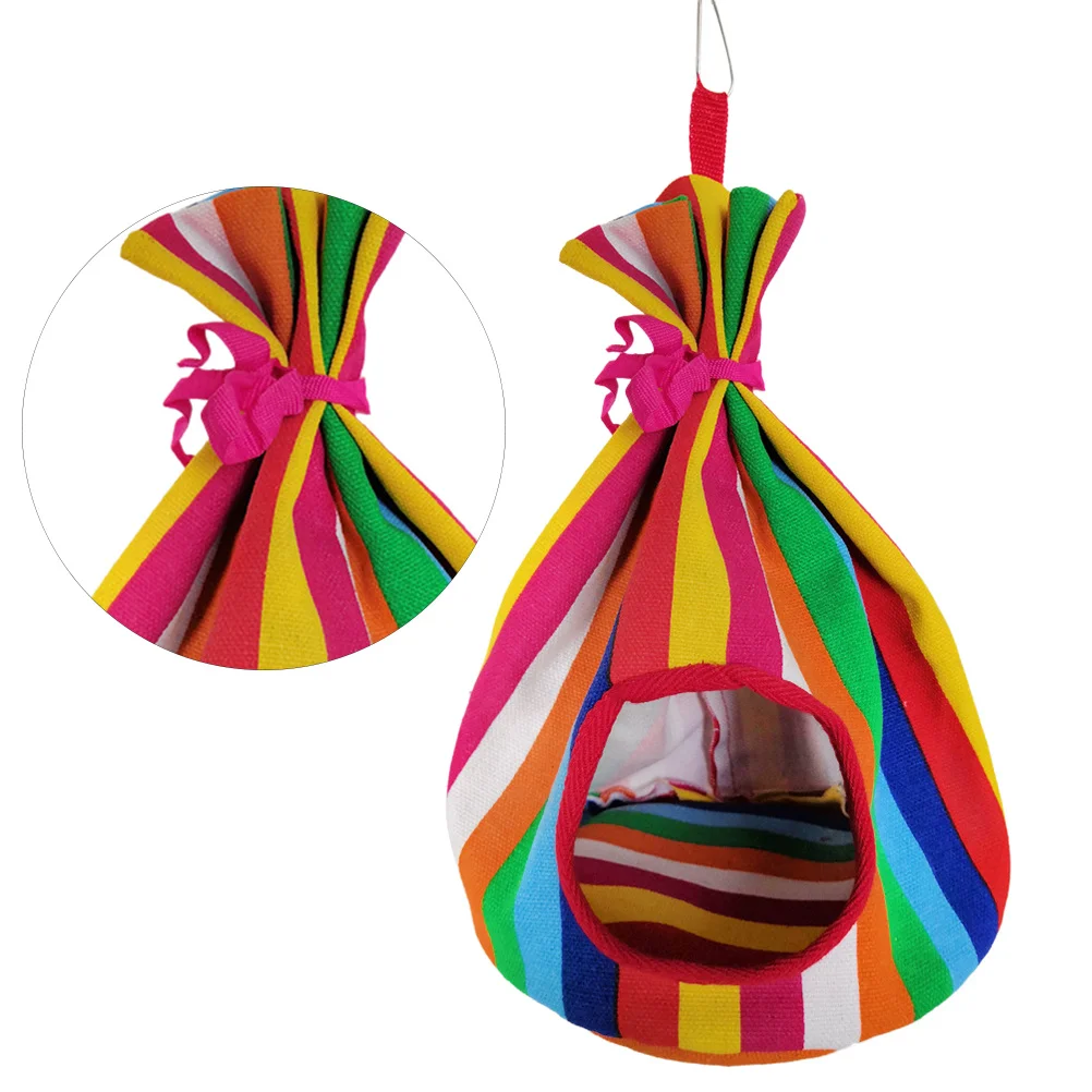 

Round Canvas Pet Hanging Hammock for Parrot Small Birds Comfortable Bed Bird Cage Decor Indoor Use Pet Hanging Hammock