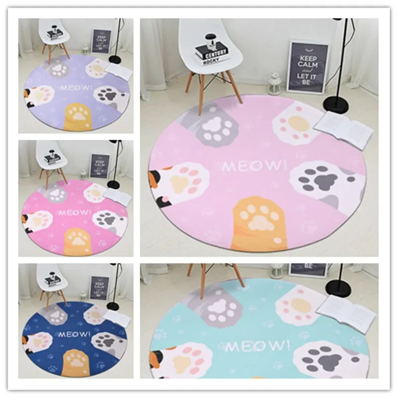 

Meow claw Printed Round Carpets Kids Room Doormats Area Rug for Living Room Non-Slip Tapete Floor Mats Bathroom Kitchen Carpet