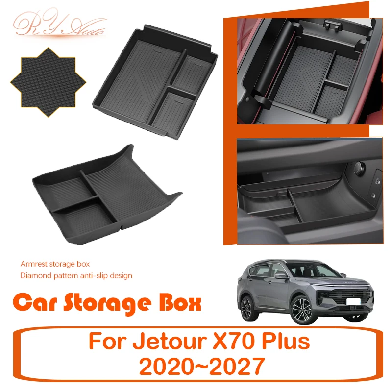 Caja de almacenamiento de coche para Jetour X70 Plus VT9 Soueast S07 Wallys Wolf 2020 ~ 2027, reposabrazos antisuciedad, caja de consola central, accesorios para automóviles