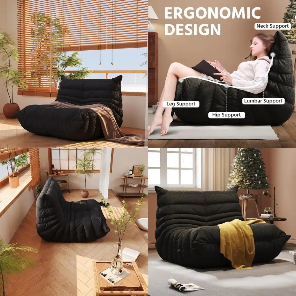 

"Adult-Sized High-Resilience Foam Bean Bag Chairs with Non-Slip Base for Teens and Adults"