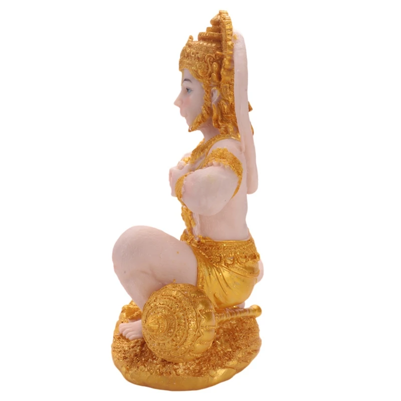 ABKO-Gold Hanuman Statue Indian Lord Sculpture India Figurine Collection Idol Murti Pooja Sculpture For Decor Ornament