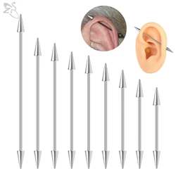 ZS 1 pieza 14/16G Color plata punta de acero inoxidable largo Industrial Piercing cono cartílago de la oreja hélice Piercing joyería 24-60MM