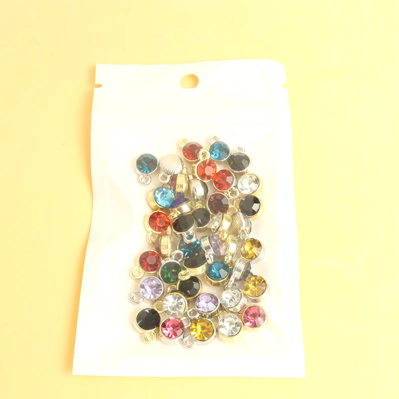 12pcs Colorful Birthstone Twelve Star Stone Rhinestone Inlaid Charms DIY Necklace Bracelet Earrings Compact Round-shape Pendants