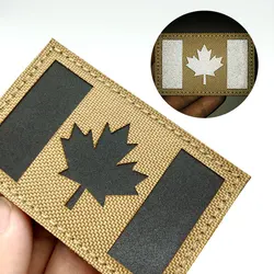 1pc IR Reflective Canada Flag Patch Hook & Loop Patches, Tactical Applique with Hook and Loop Fastener - Durable, Iron-On