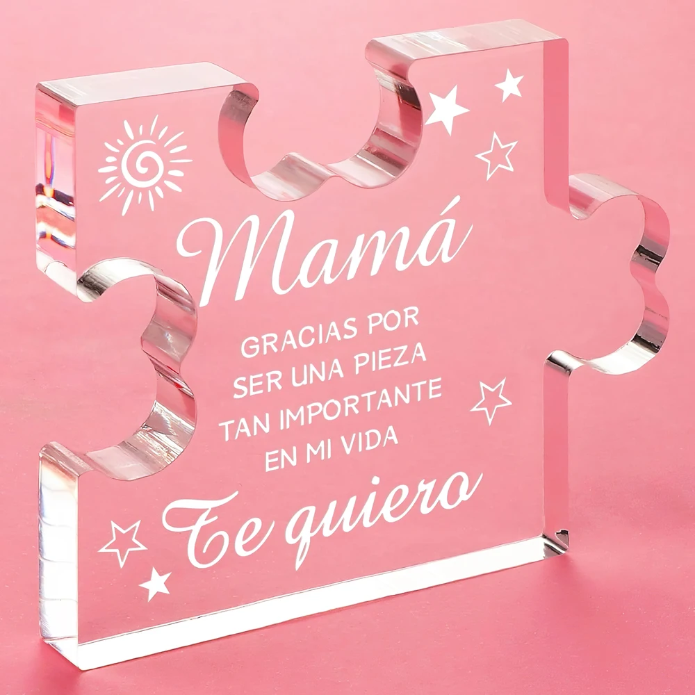 Placa acrílica plana 2D, regalos para mamá, regalos para el Día de la Madre y el Día de San Valentín en español, regalo de cumpleaños de parte de una hija o un hijo