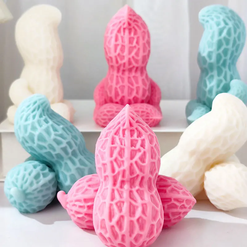 

Standing Sitting Peanuts Candle Soap Silicone Mold 3D Peanuts Chocolate Mousse Cake Decorating Mould