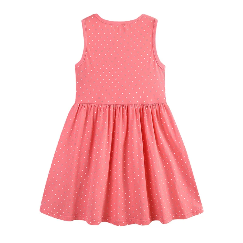 2-7T Summer Princess Dresses Dots Short Sleeve Girls Party Dress Animals Embroidery Children's Dresses Frocks Toddler Frocks
