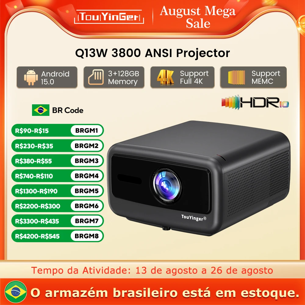 Touyinger Q13W 3800 Ansi Full HD 4K Projectors Home Theater Video 3G 1