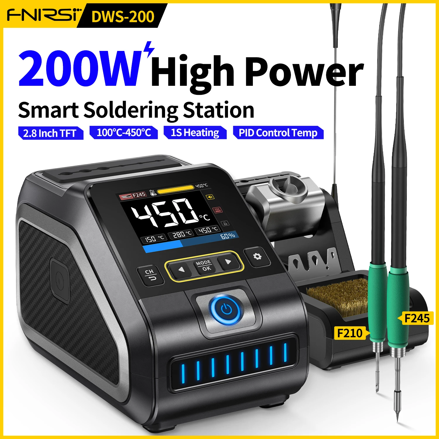 FNIRSI DWS-200 Rework Soldering Station 200W Power C210/C245 Handle with Soldering Helping Hand Repair Solder Tools