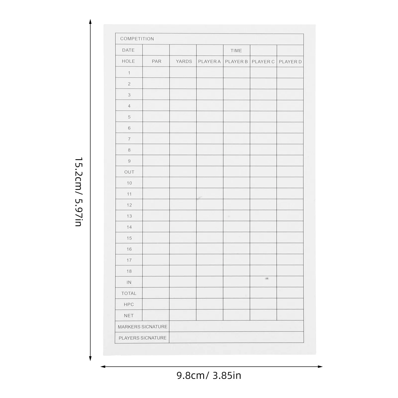 30Pcs Golf Scorecards Premium Coated Paper Smooth Writing Score Record Tool for Tournament Outdoor Game Tracking