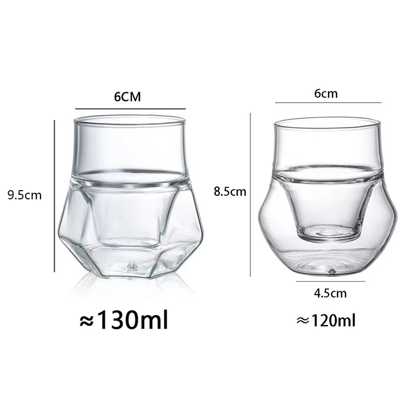 YWDL 120/130ml Double-layer Glass Cup Hanging Ear Espresso Coffee Cup Anti-scalding Milk Party Brandy Wine Teacup Clear Mug