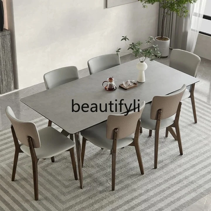 

Minimalist light luxury dining chair leather home simple modern backrest restaurant chair Nordic Gao Rui designer chair
