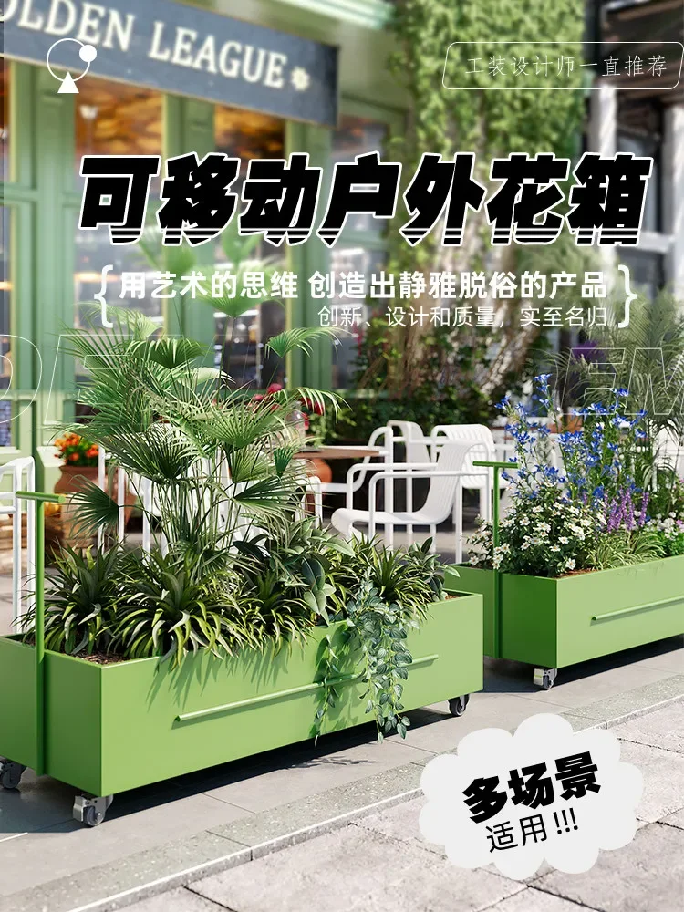 movable outer swing flower box outdoor camp restaurant pedestrian street partition creative courtyard planting box combination