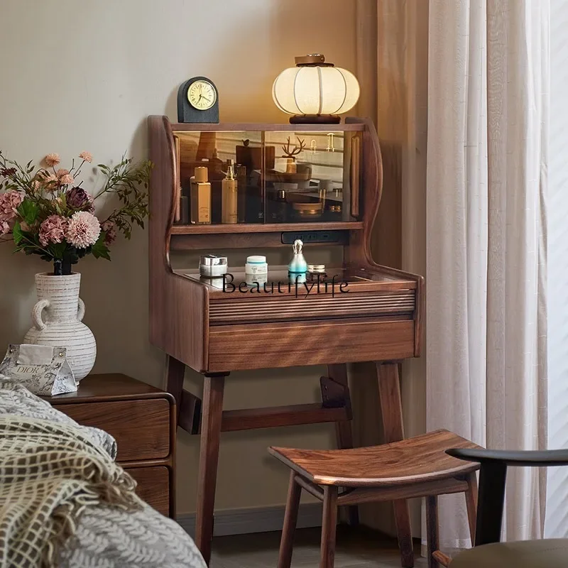 

North American black walnut small dresser bedroom simple solid wood makeup table