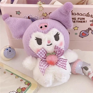 Sanrio Hello Kitty Plush Keychain, cartoon toy Kawaii, Backpack Pendant Decoration, My Melody Kuromi Cinnamoroll, Girl Girl Girl 12 Main Sales Kuromi Keychain - №6