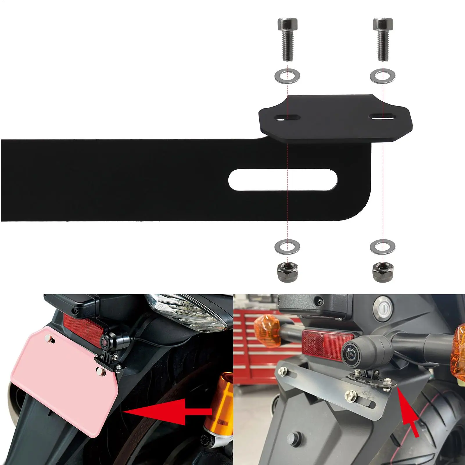 Motorcycle Video Camera Mount Rust-Proof Video Recorder Installation Base Rear License Plate Bracket For Beginner Enthusiast
