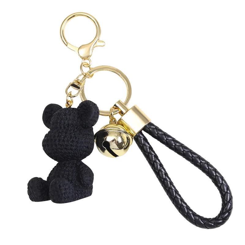 miniso ぬいぐるみのクマのキーホルダー、車のペンダント、高級感があり、絶妙でキュートなカップルバッグペンダント、小さなギフト