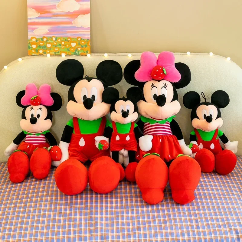 110CM Super Big Size Disney Strawberry Mickey Mouse Minnie Mouse Stuffed Animal Doll Plushies Children Christmas Birthday Gift